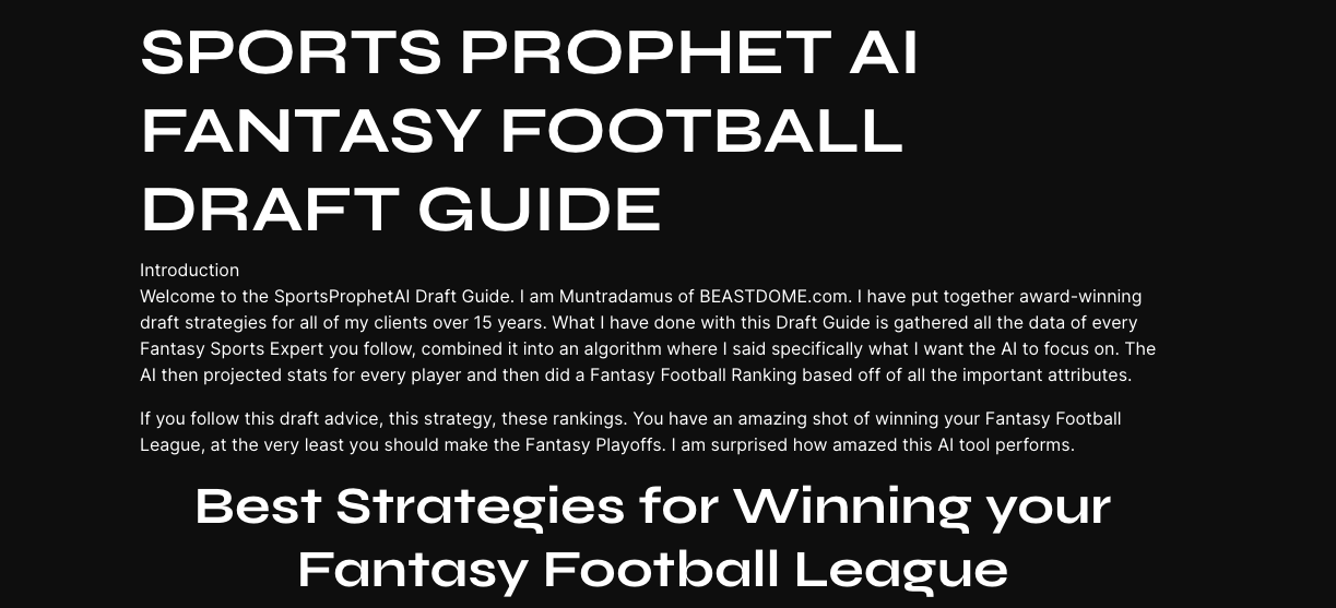 Fantasy Football 2024 Draft Guide